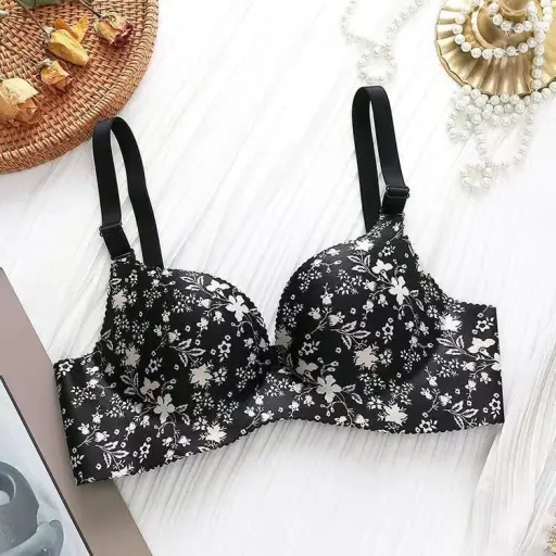 Ladies Push Up Bra, Seamless Bra Wireless Bra Non Wired Bra For Women, Flower Printed Bra (4)