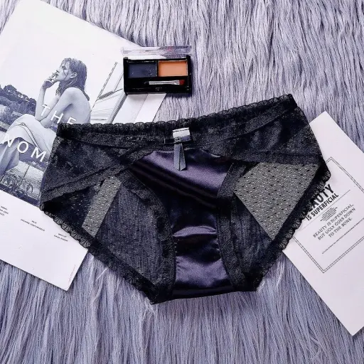 Low Rise Retro Briefs Transparent Mesh Bow Underwear