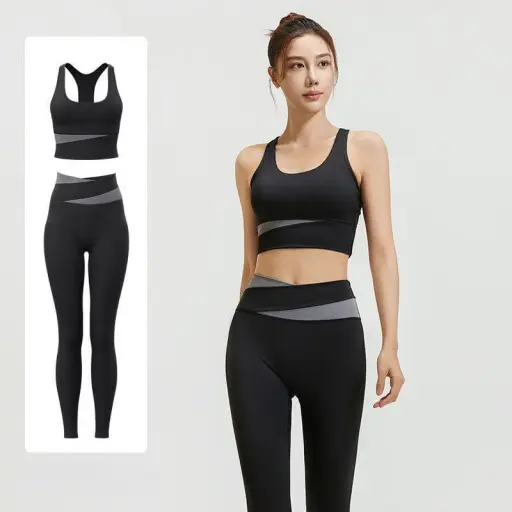 Womens 2 Piece Gym Wear Set, Sports Bra & High Waist Leggings. (4)