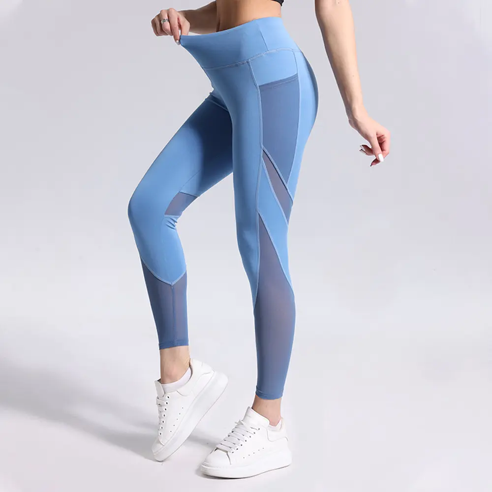 High Waist Gym Leggings Butt Lift Mesh Seamless Pants 3