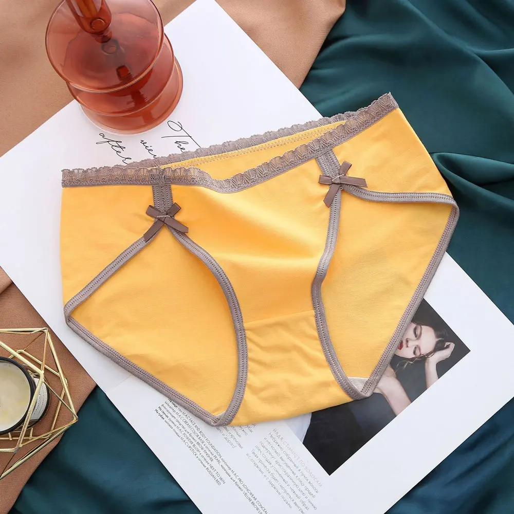 Style Midriff Panties Female Sense of Cute Girls High Elastic Package Hip Cotton Crotch Triangle