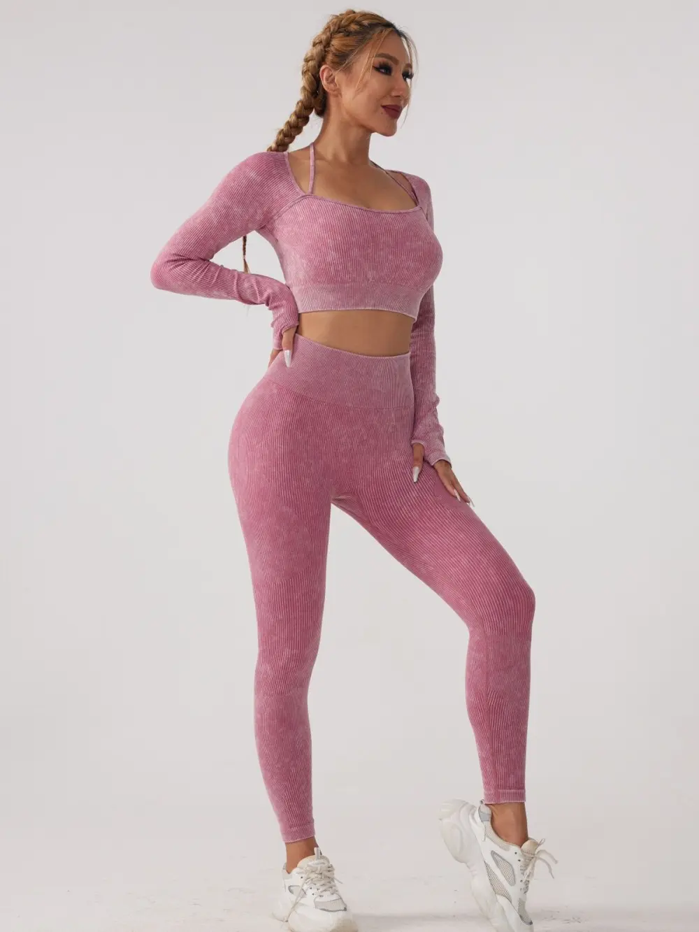 Women Seamless Yoga Set Fitness Sports Suits, Push Up Fitness Leggings, Workout Crop Top, 2 Piece Outfit Tracksuits